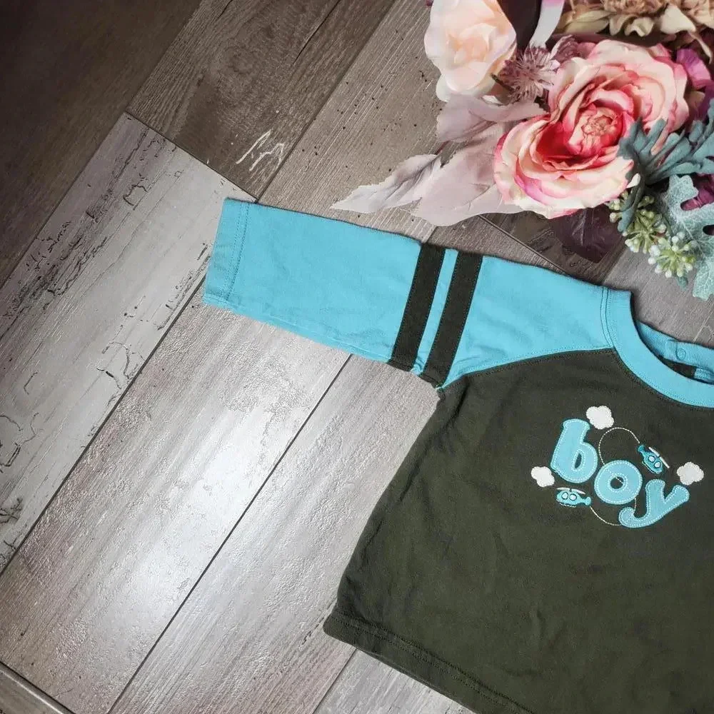 Gymboree Size 12-18m Baby Toddler Boy Long Sleeve T-Shirt Green Blue GUC